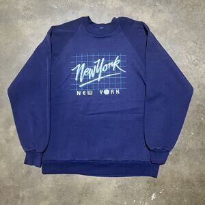 Vintage 80s New York Navy Raglan Graphic Sweatshirt